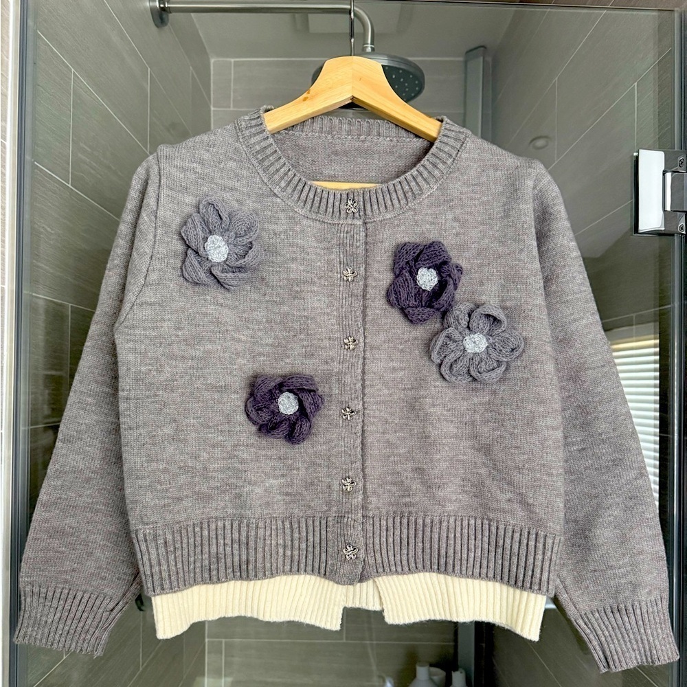 Gray Floral Women's Sweater